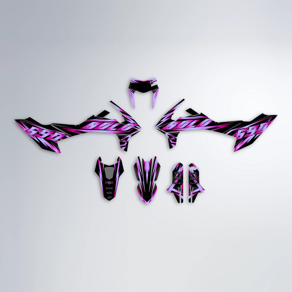 SCAN KTM SMC 690 graphics kit parts layout in Pink