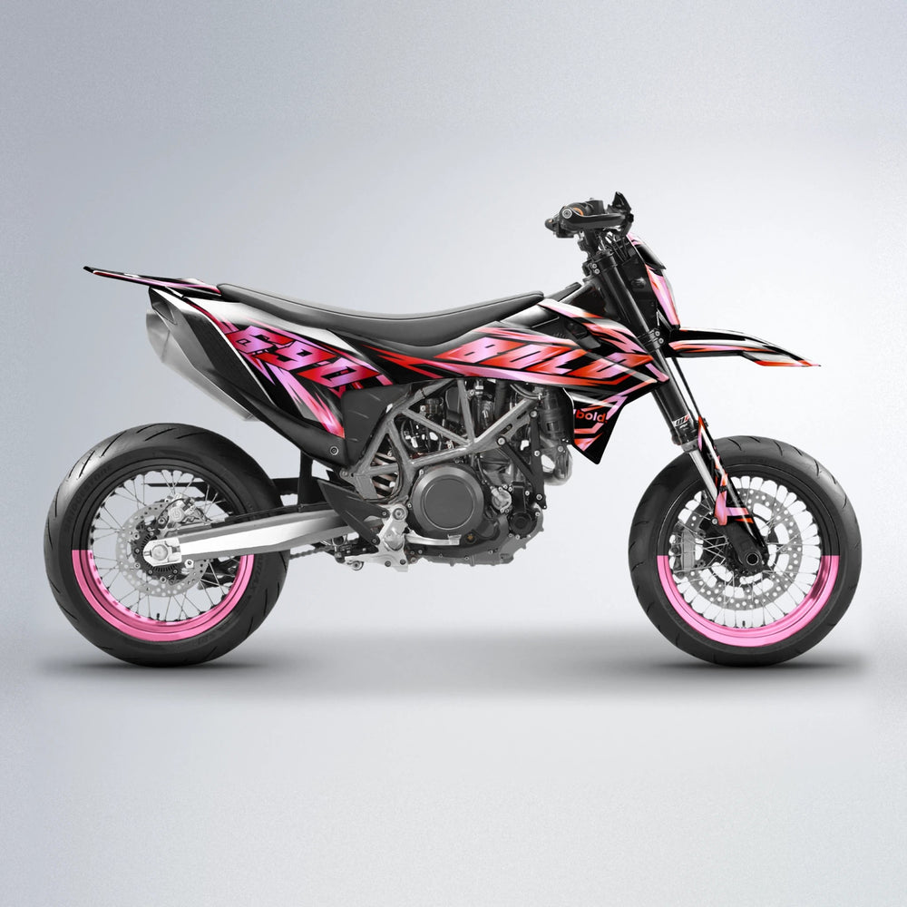 SCAN KTM SMC 690 supermoto graphics kit in Red & Orange