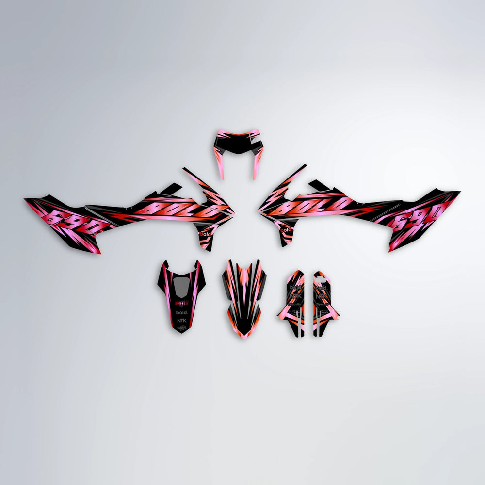 SCAN KTM SMC 690 graphics kit parts layout in Red & Orange