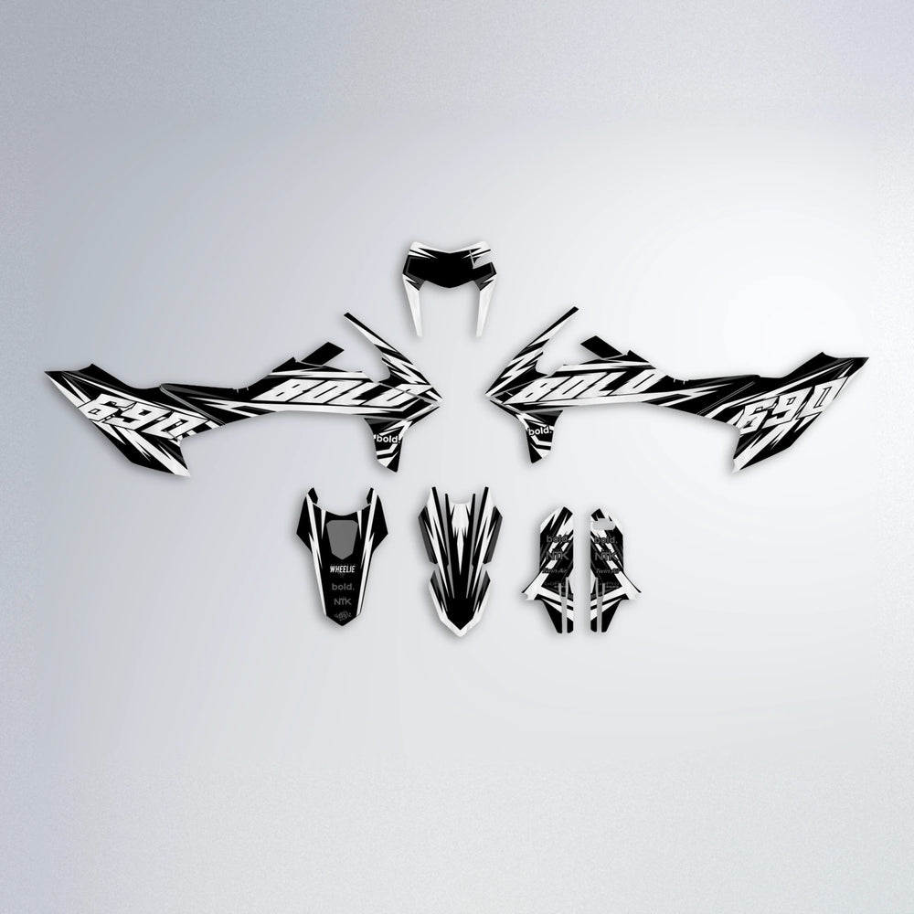 SCAN KTM SMC 690 graphics kit parts layout in White