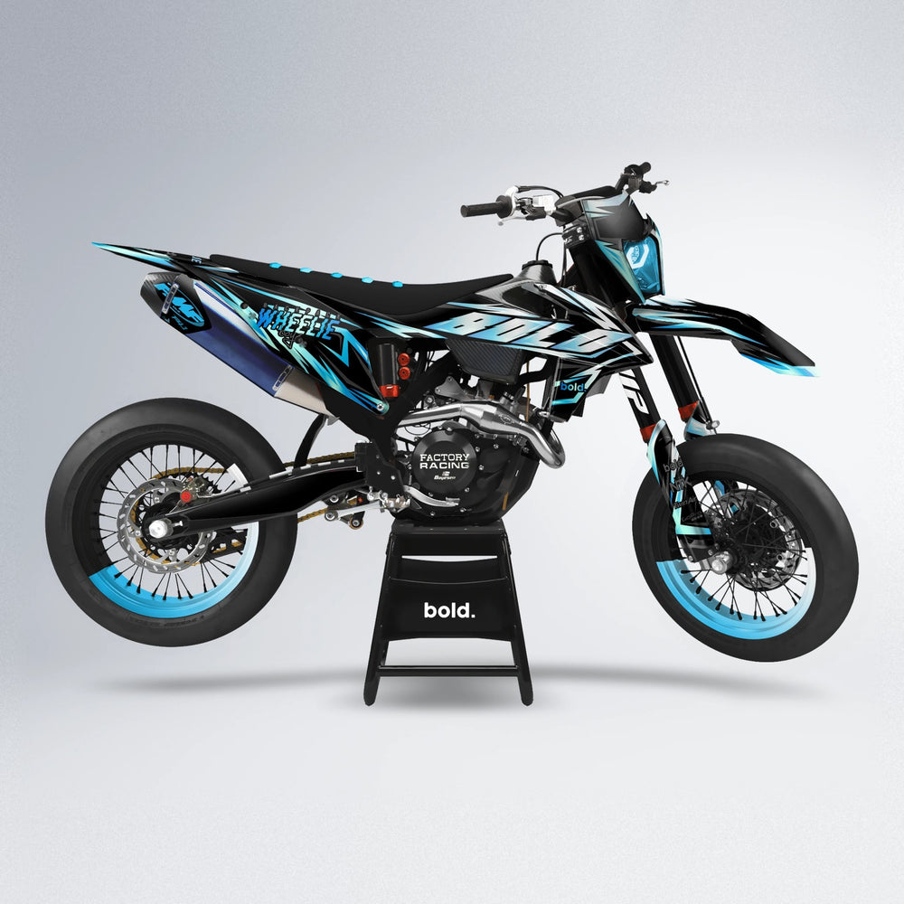 SCAN supermoto graphics kit in Light Blue & White
