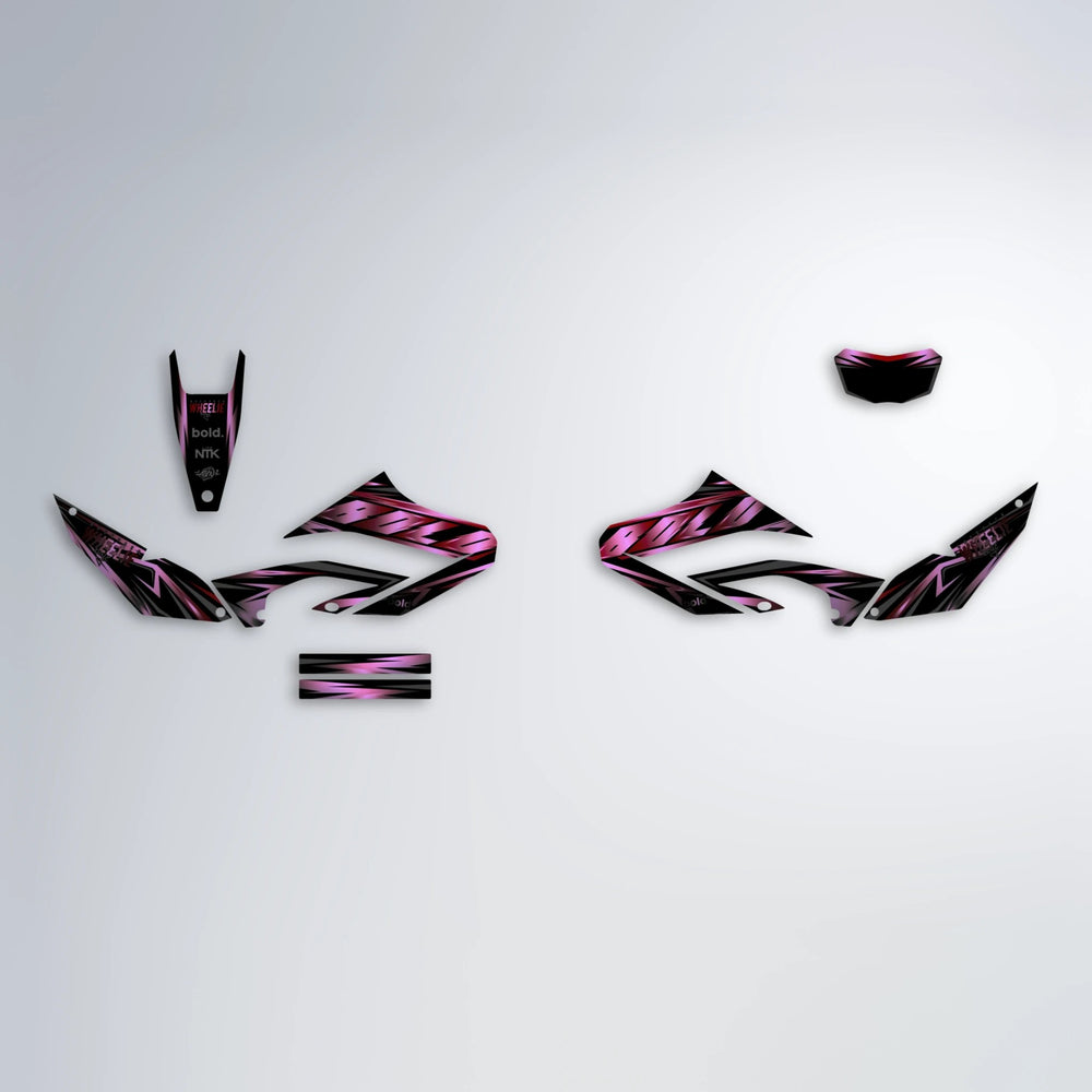 SCAN Yamaha WR 125X graphics kit parts layout in Black & Red