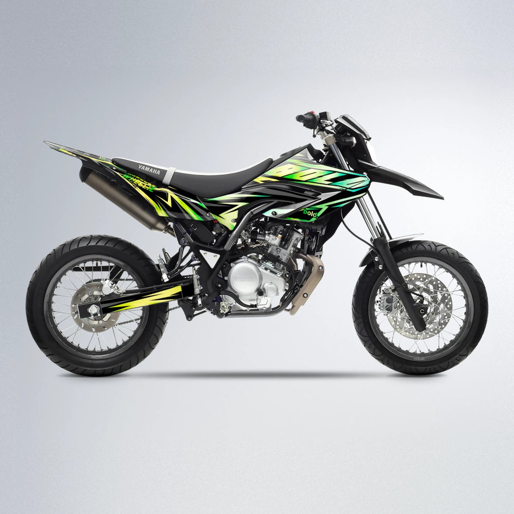 SCAN Yamaha WR 125X supermoto graphics kit in Cyan & Green
