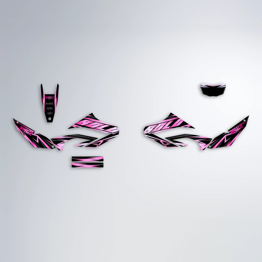 SCAN Yamaha WR 125X graphics kit parts layout in Flamingo