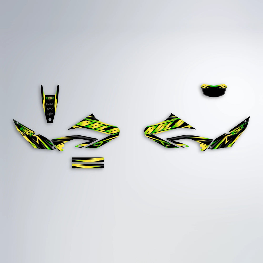 SCAN Yamaha WR 125X graphics kit parts layout in Green