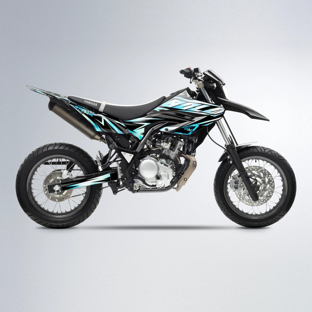 SCAN Yamaha WR 125X supermoto graphics kit in Light Blue & White
