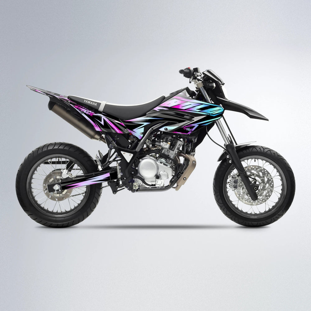 SCAN Yamaha WR 125X supermoto graphics kit in Pink & Light Blue