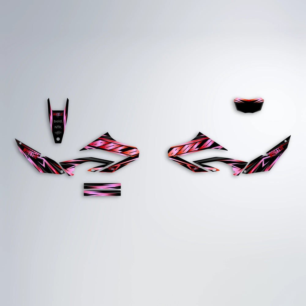 SCAN Yamaha WR 125X graphics kit parts layout in Red & Orange