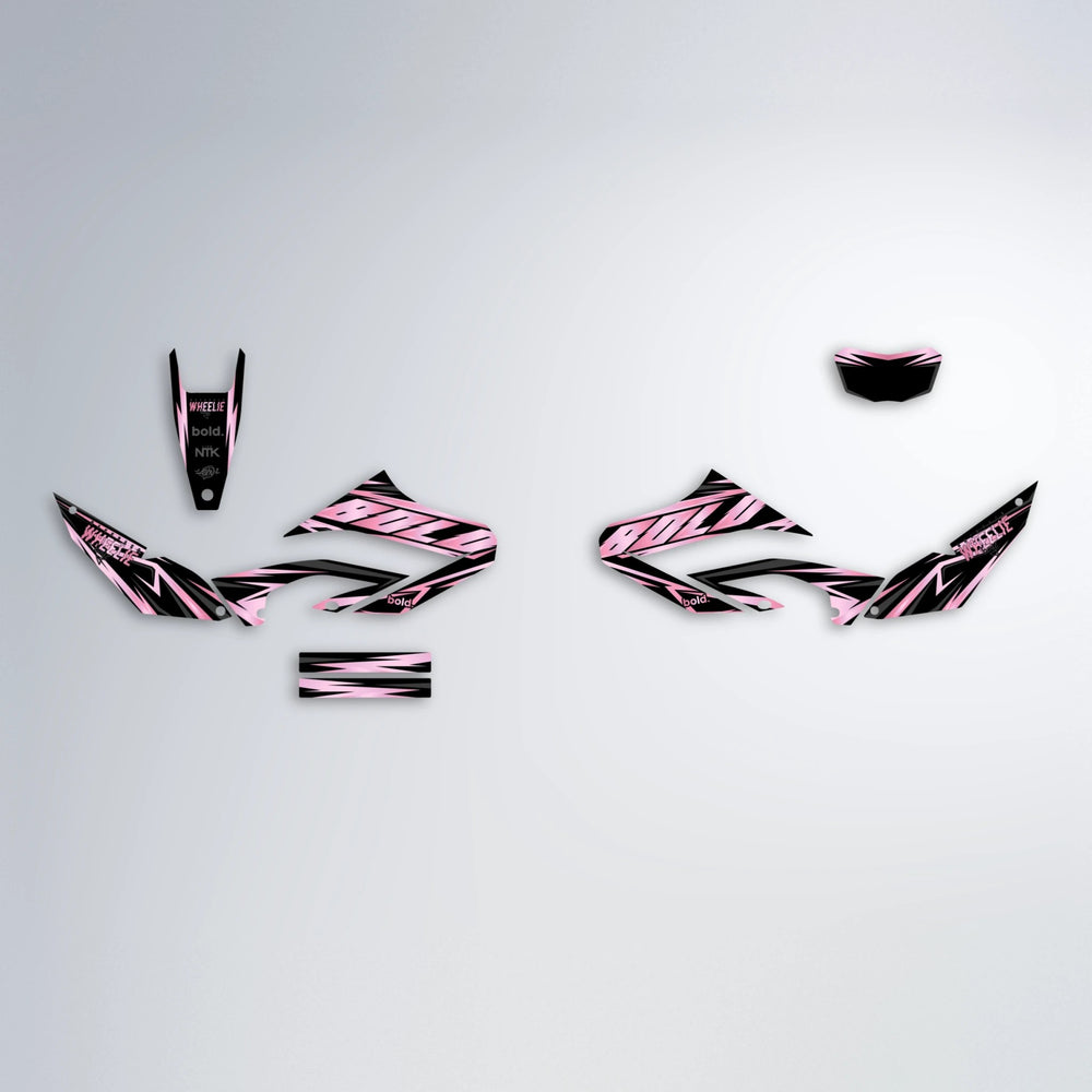 SCAN Yamaha WR 125X graphics kit parts layout in Sakura Pink