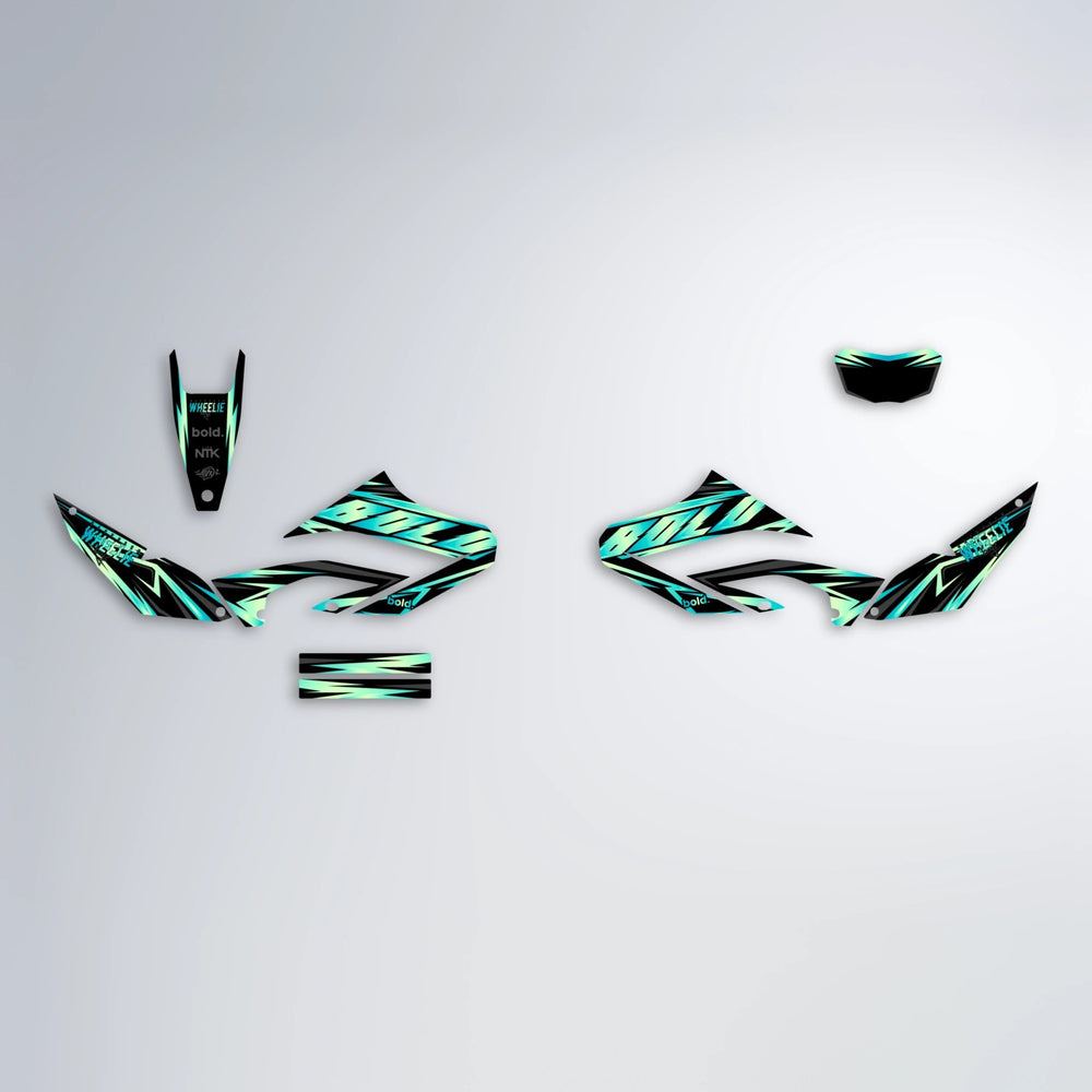 SCAN Yamaha WR 125X graphics kit parts layout in Teal