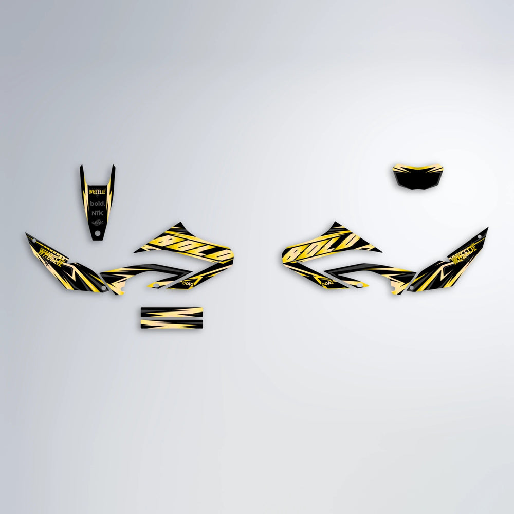 SCAN Yamaha WR 125X graphics kit parts layout in Yellow