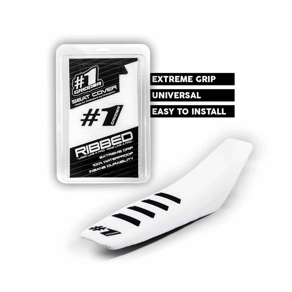 One Gripper Seat Cover White Ribbed – Supermoto Seat Cover