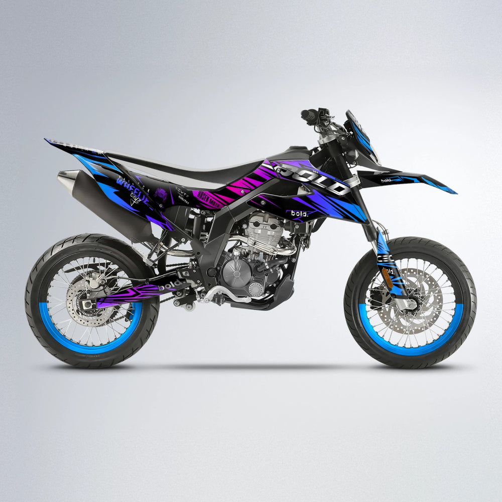 SEBBE ROSEN Aprilia SX 125 supermoto graphics kit in Blue Purple Fade