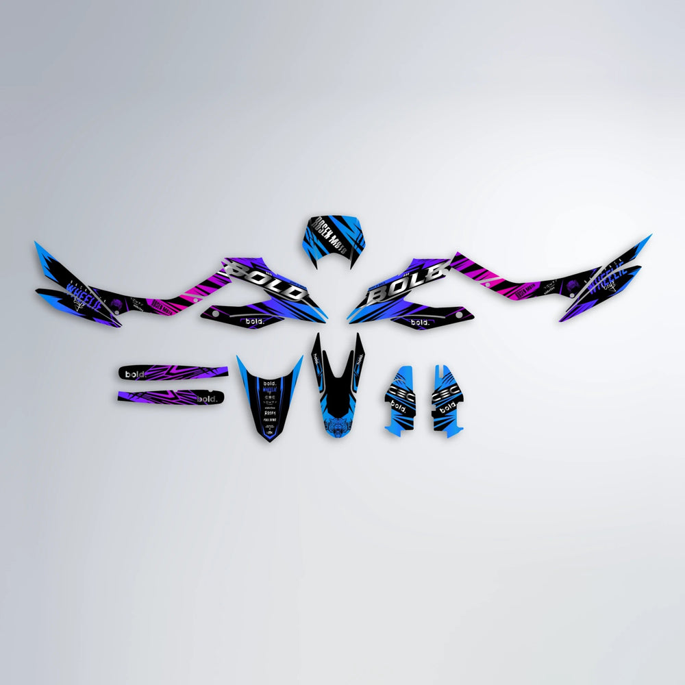 SEBBE ROSEN Aprilia SX 125 graphics kit parts layout in Blue Purple Fade