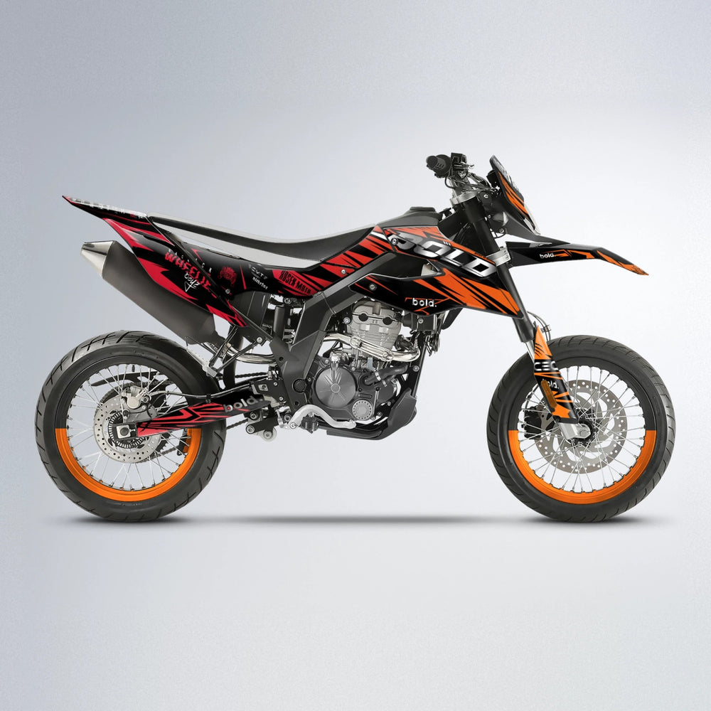 SEBBE ROSEN Aprilia SX 125 supermoto graphics kit in Red & Orange
