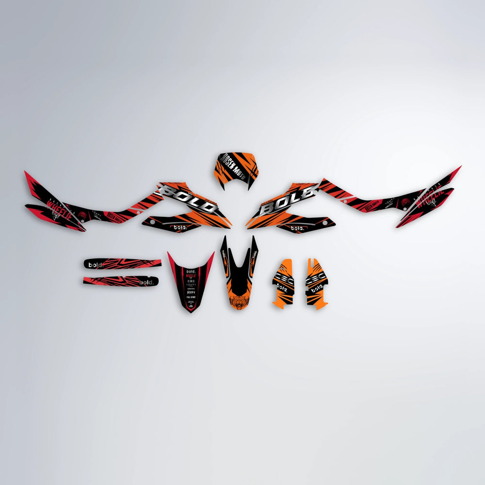 SEBBE ROSEN Aprilia SX 125 graphics kit parts layout in Red & Orange