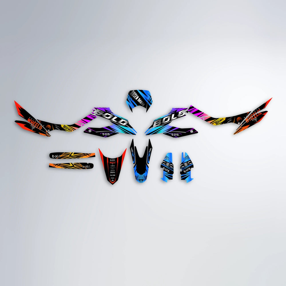 SEBBE ROSEN Aprilia SX 125 graphics kit parts layout in Sunset Fade