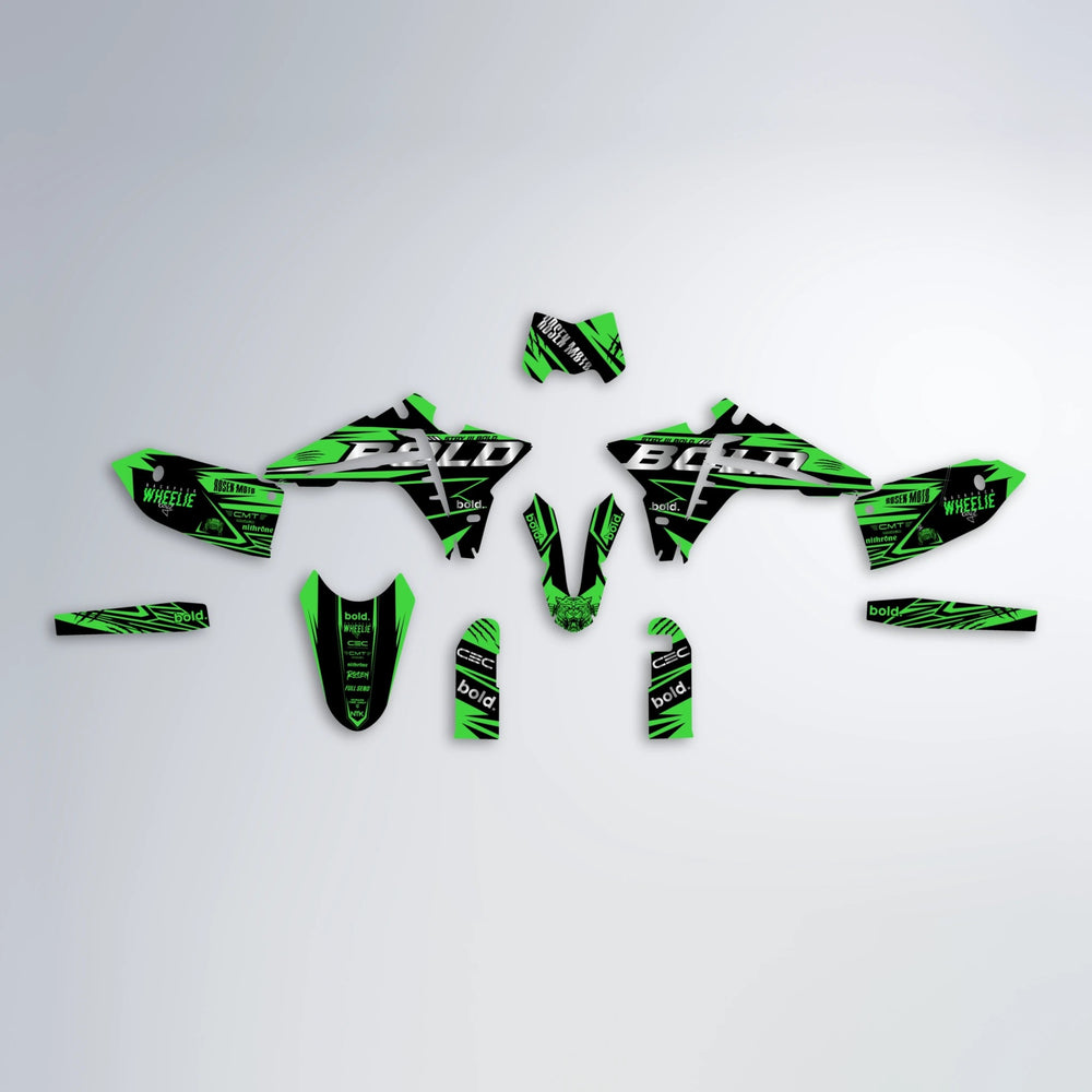 SEBBE ROSEN Fantic graphics kit parts layout in Green
