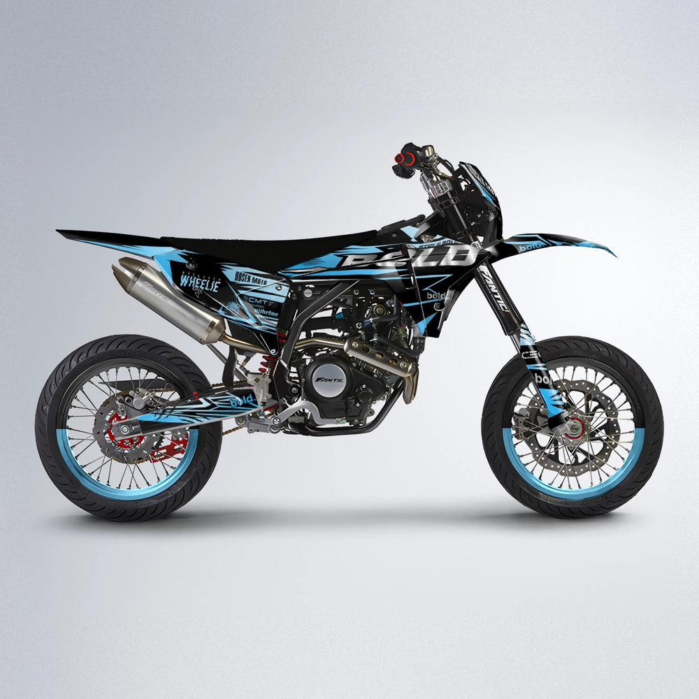 SEBBE ROSEN Fantic supermoto graphics kit in Light Blue & White