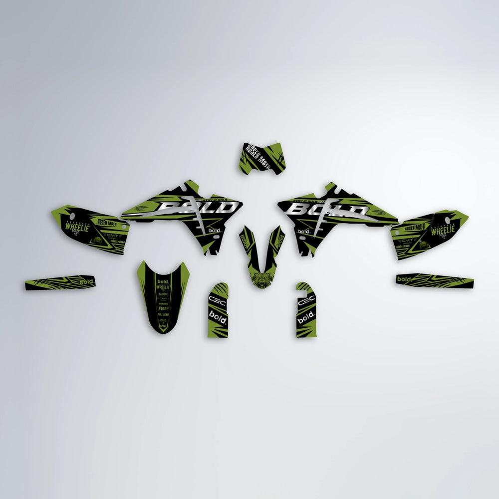 SEBBE ROSEN Fantic graphics kit parts layout in Olive