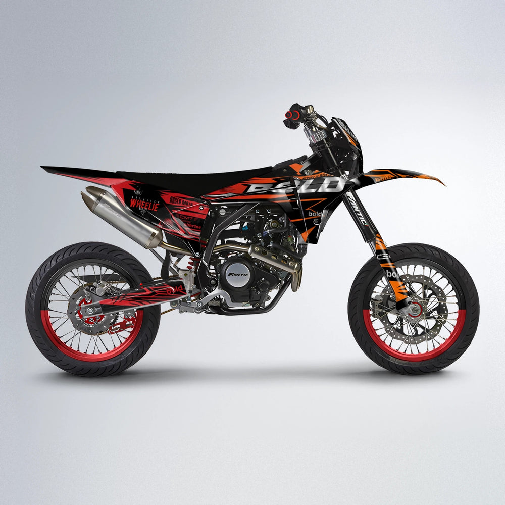 SEBBE ROSEN Fantic supermoto graphics kit in Red & Orange