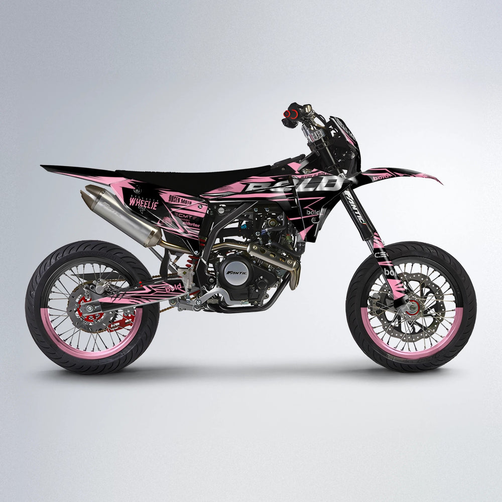 SEBBE ROSEN Fantic supermoto graphics kit in Sakura Pink