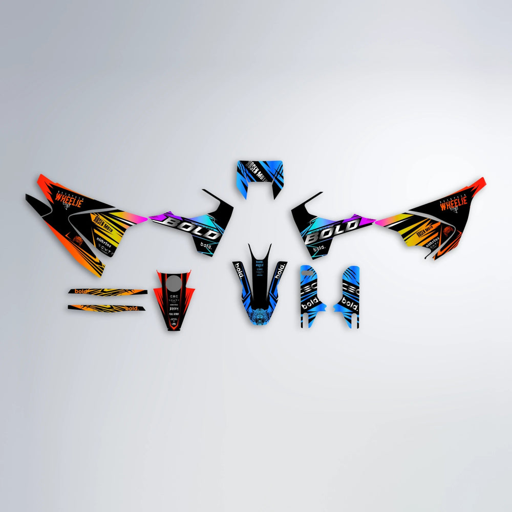 SEBBE ROSEN Husqvarna 701 graphics kit parts layout in Sunset Fade