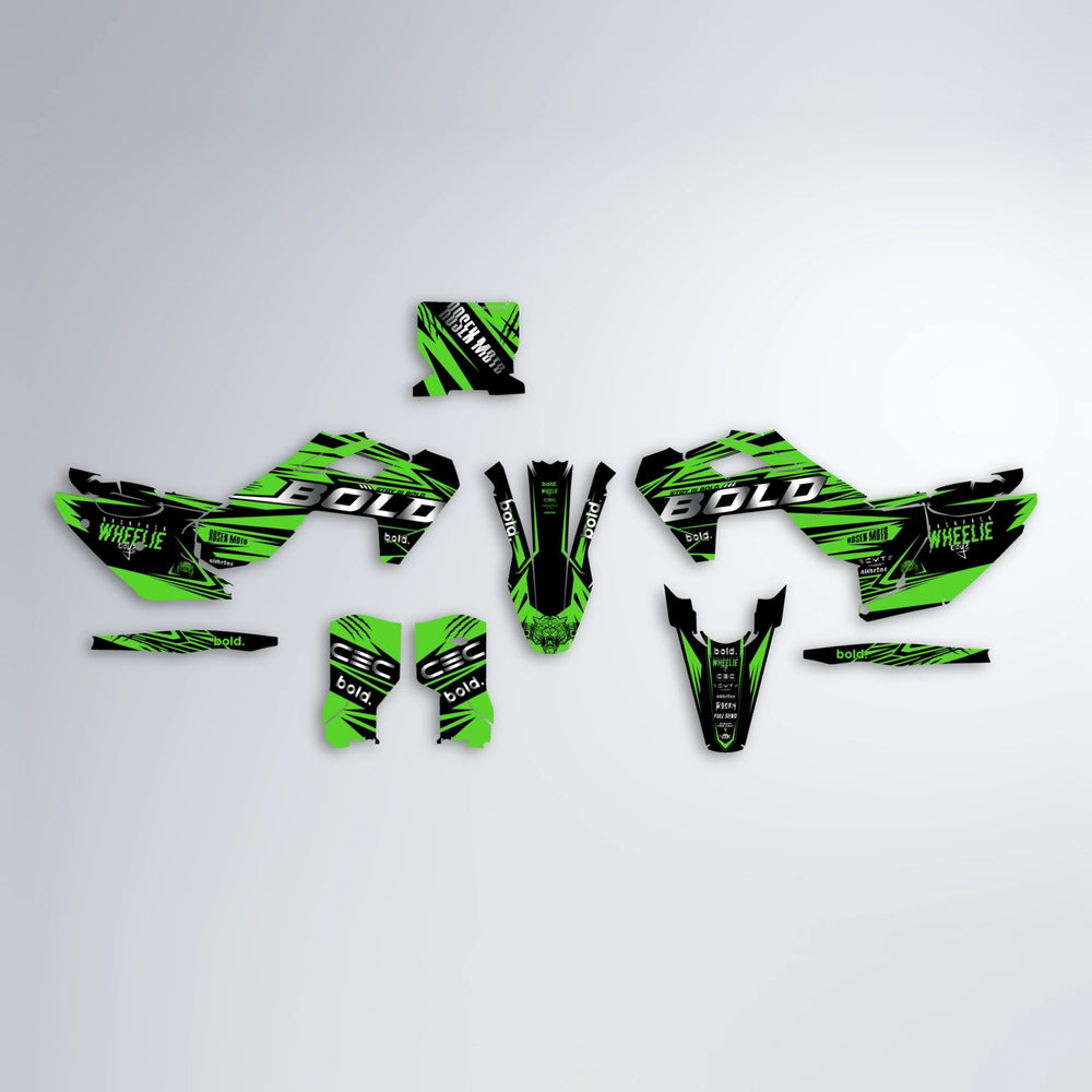 SEBBE ROSEN Husqvarna FE/TE graphics kit parts layout in Green
