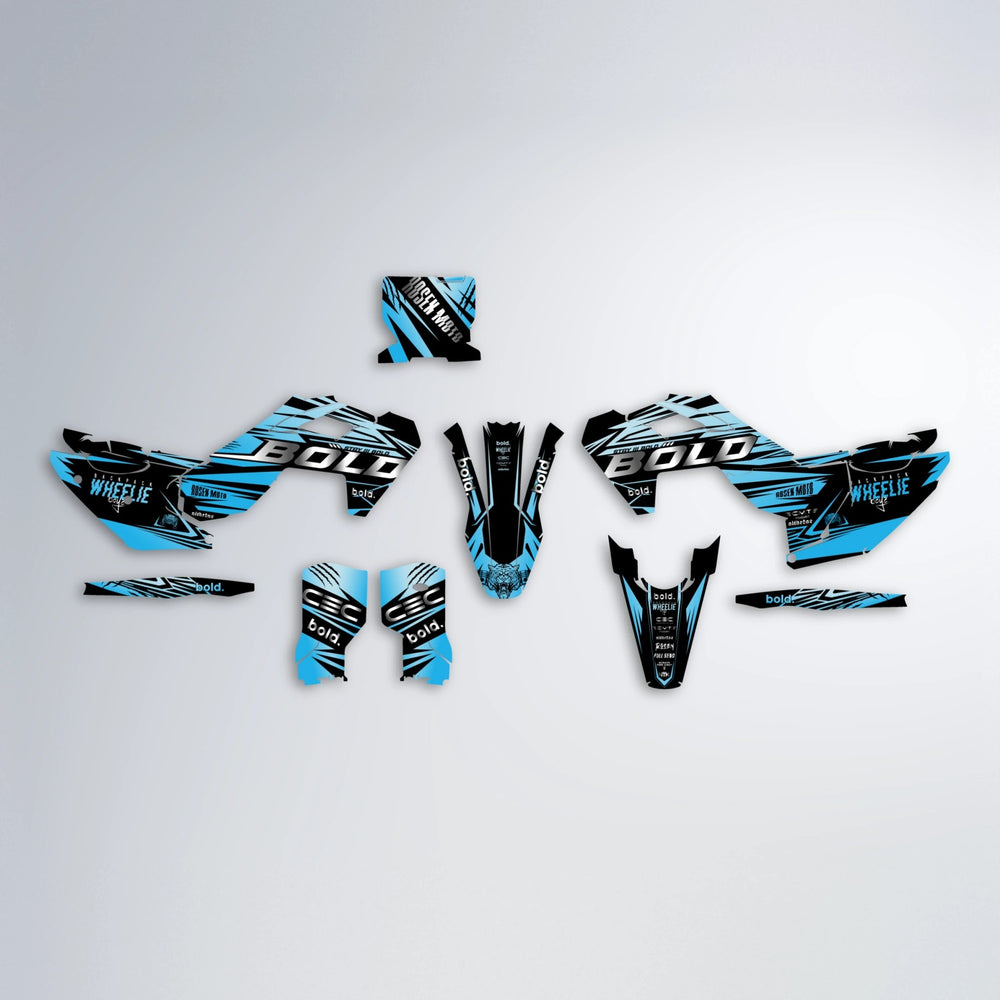 SEBBE ROSEN Husqvarna FE/TE graphics kit parts layout in Light Blue & White