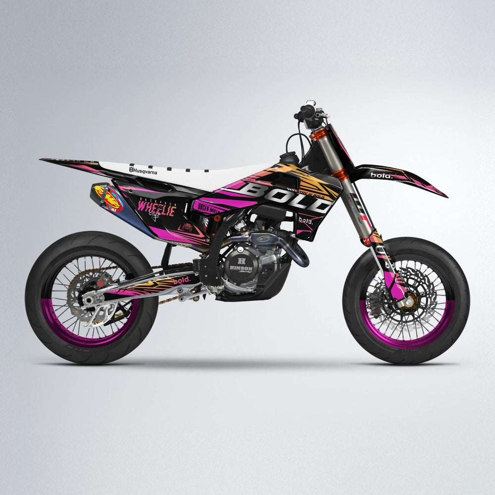 SEBBE ROSEN Husqvarna FE/TE supermoto graphics kit in Pink & Yellow