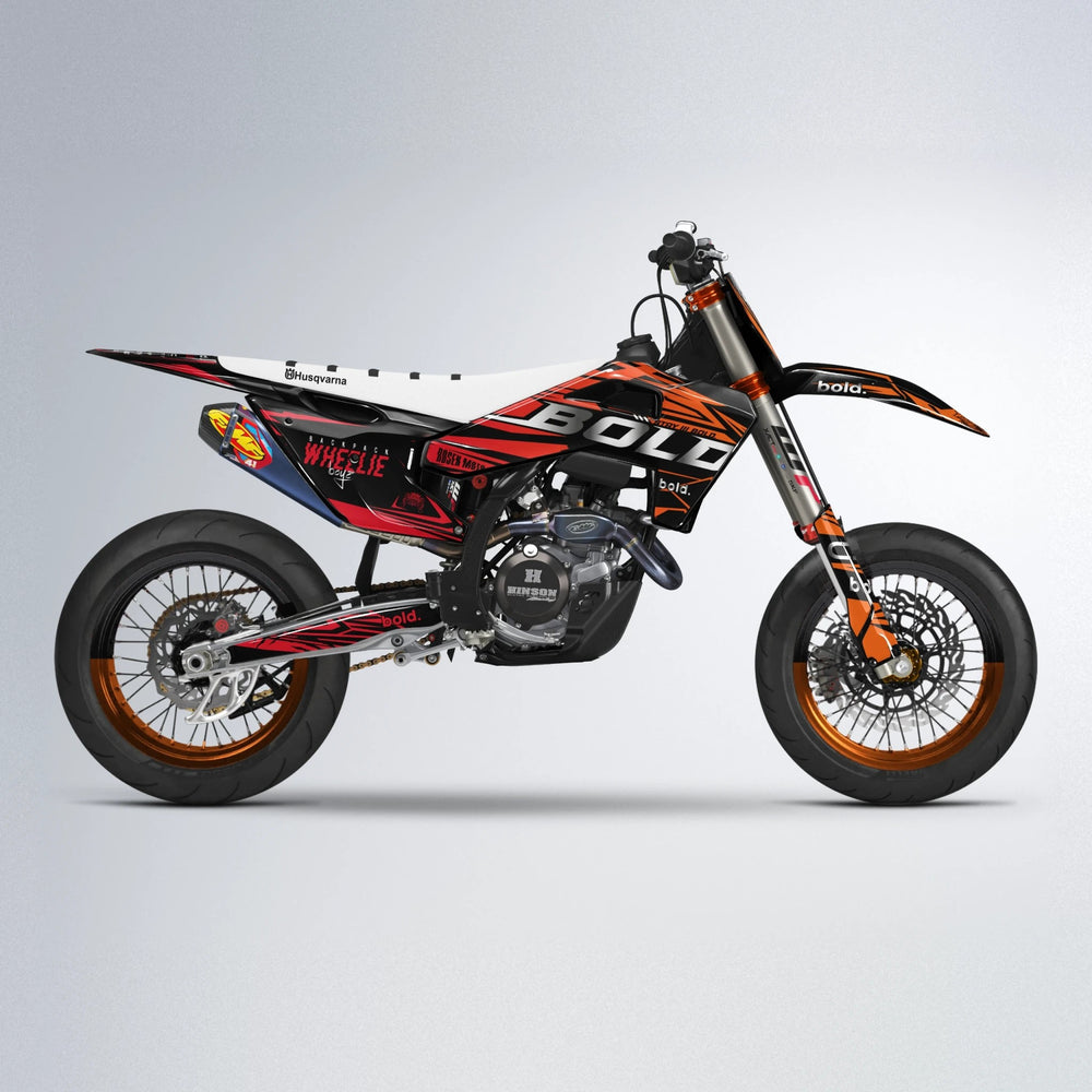 SEBBE ROSEN Husqvarna FE/TE supermoto graphics kit in Red & Orange