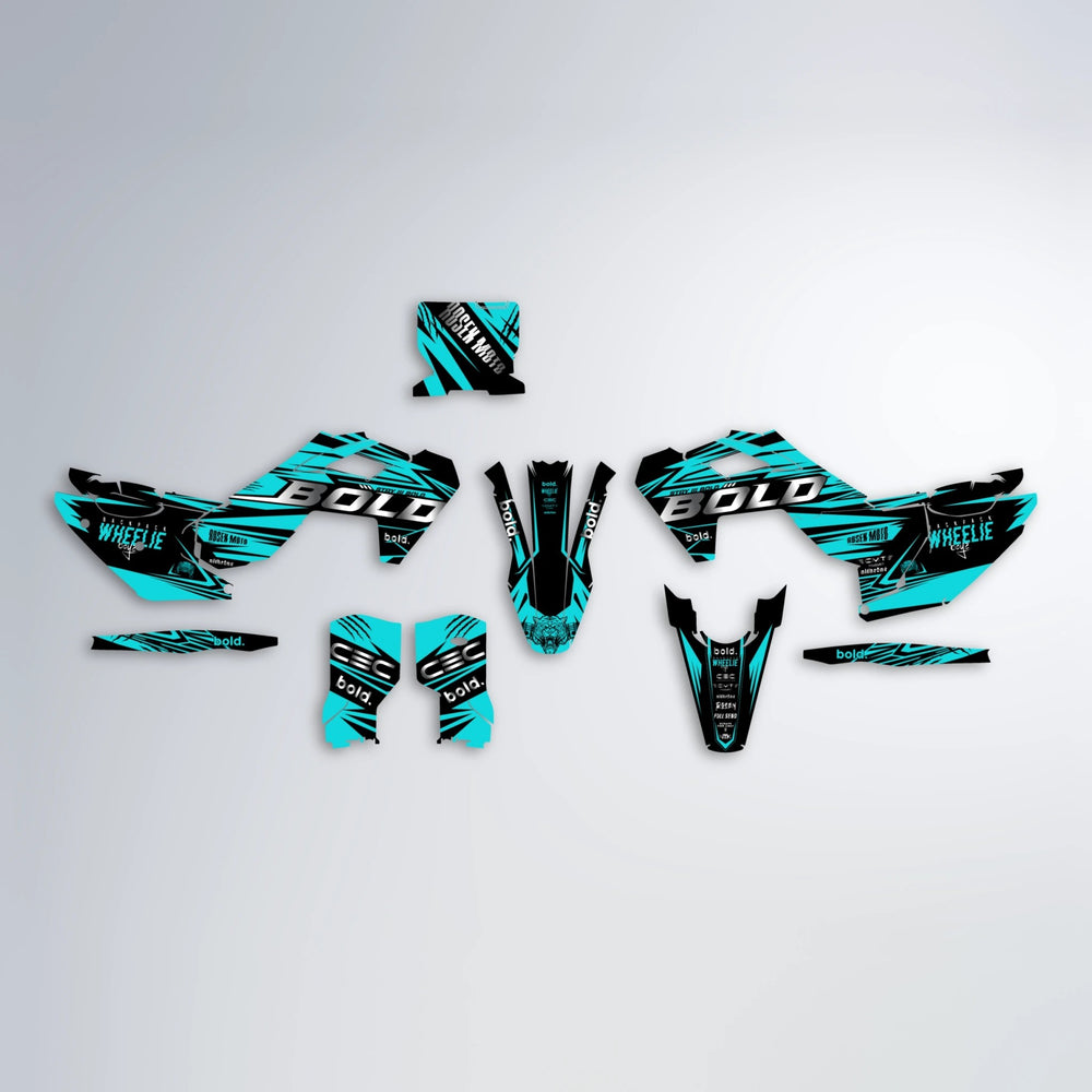 SEBBE ROSEN Husqvarna FE/TE graphics kit parts layout in Teal