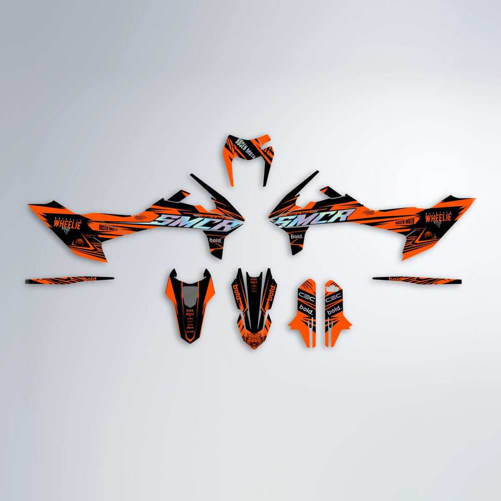 SEBBE ROSEN KTM SMC 690 graphics kit parts layout in Custom Colour