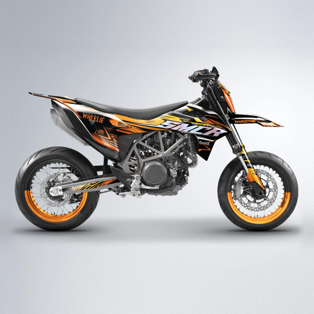 SEBBE ROSEN KTM SMC 690 supermoto graphics kit in Orange & Yellow
