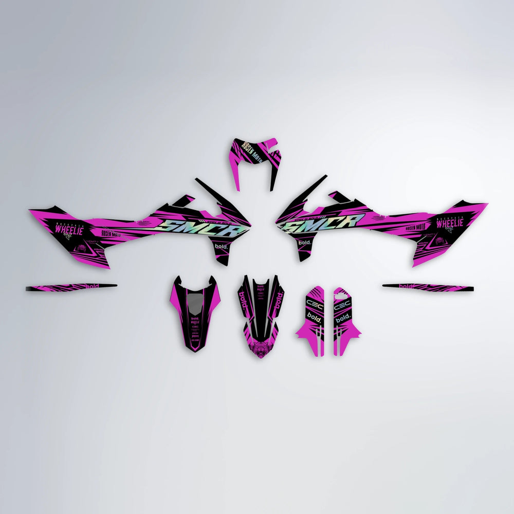 SEBBE ROSEN KTM SMC 690 graphics kit parts layout in Pink