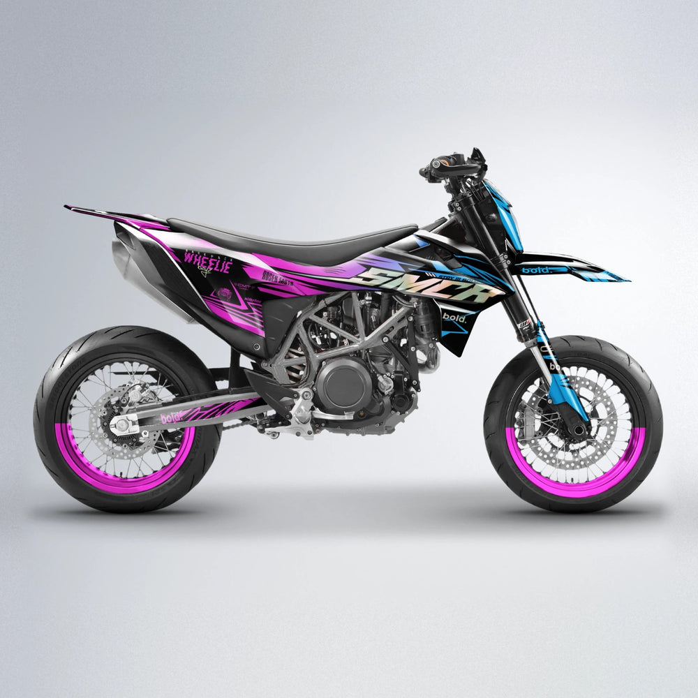 SEBBE ROSEN KTM SMC 690 supermoto graphics kit in Pink & Light Blue
