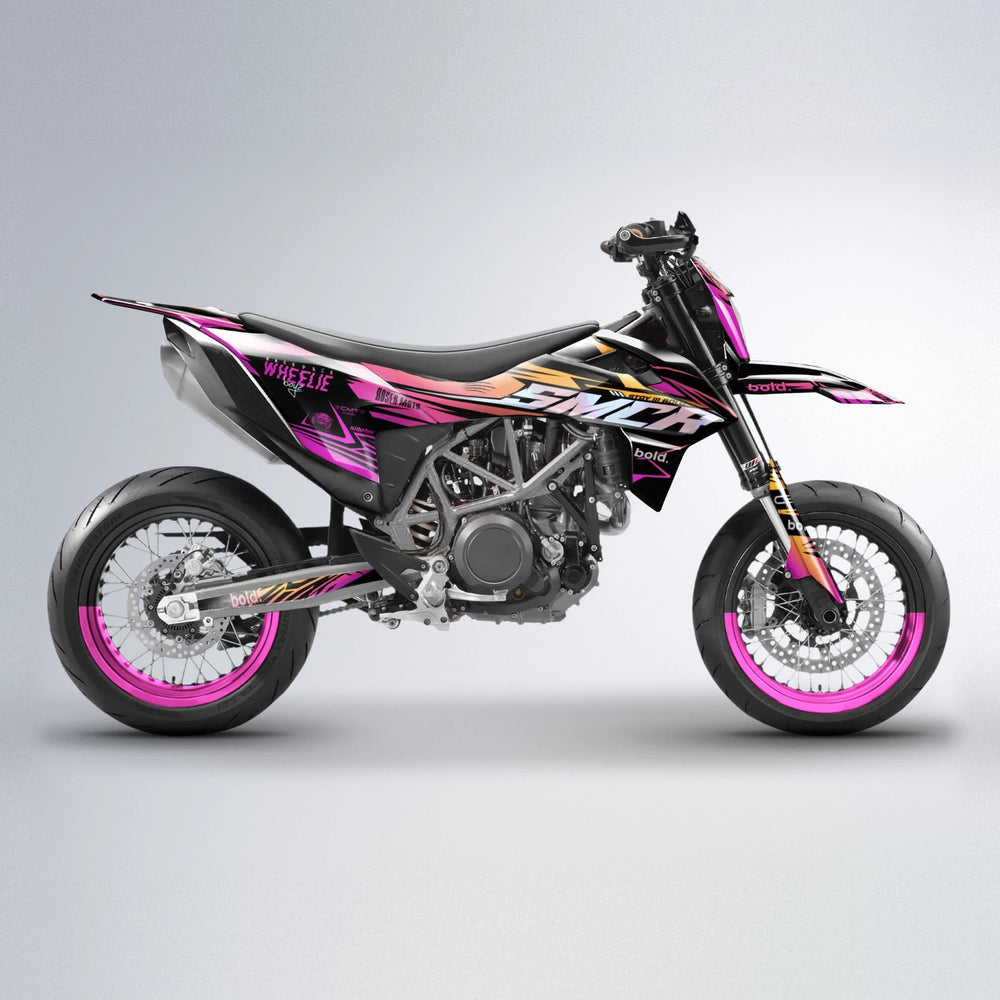 SEBBE ROSEN KTM SMC 690 supermoto graphics kit in Pink & Yellow