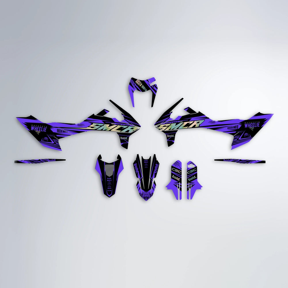 SEBBE ROSEN KTM SMC 690 graphics kit parts layout in Purple