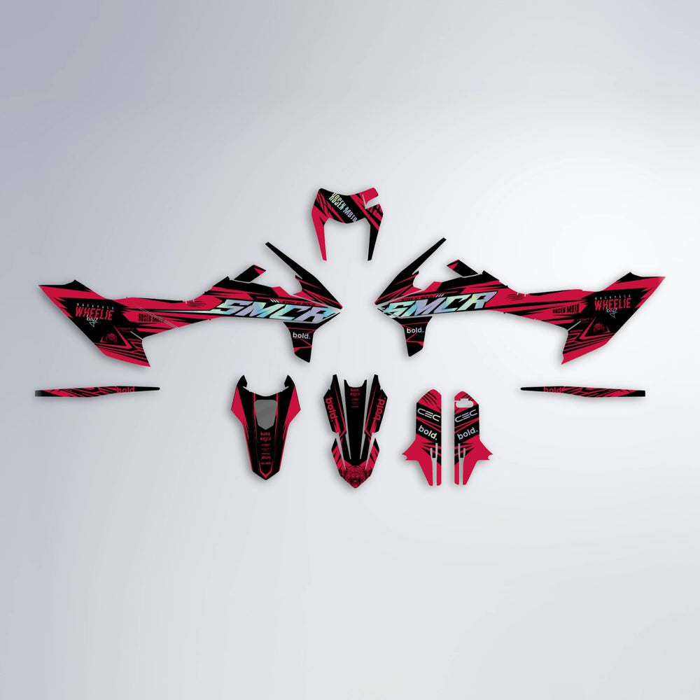SEBBE ROSEN KTM SMC 690 graphics kit parts layout in Red