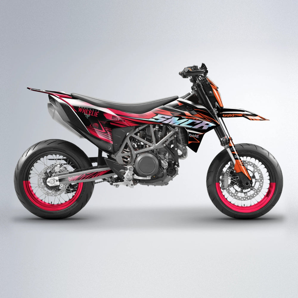 SEBBE ROSEN KTM SMC 690 supermoto graphics kit in Red & Orange