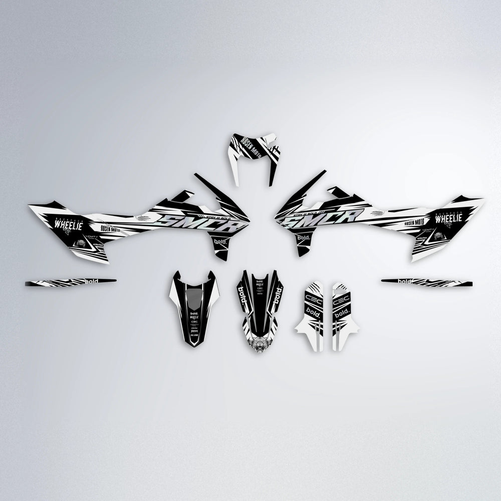 SEBBE ROSEN KTM SMC 690 graphics kit parts layout in White