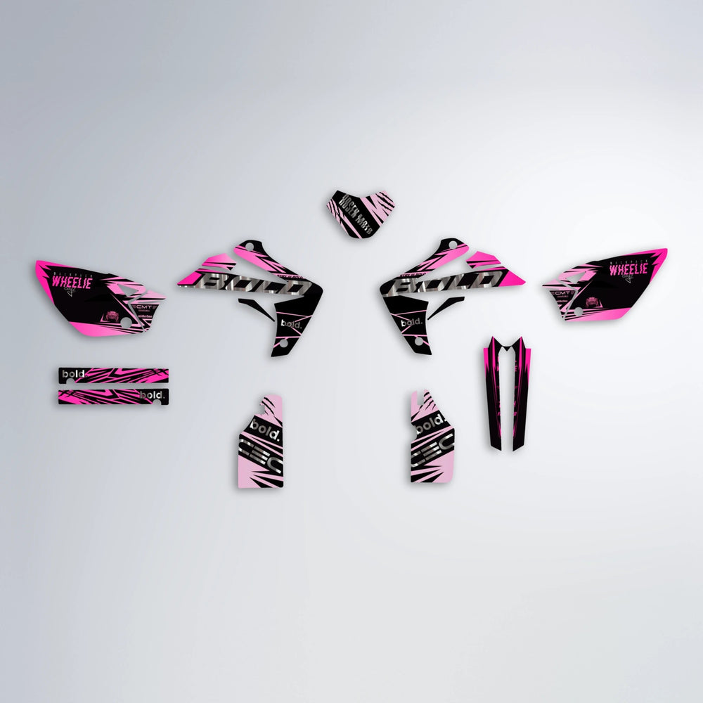 SEBBE ROSEN Rieju MRT graphics kit parts layout in Flamingo