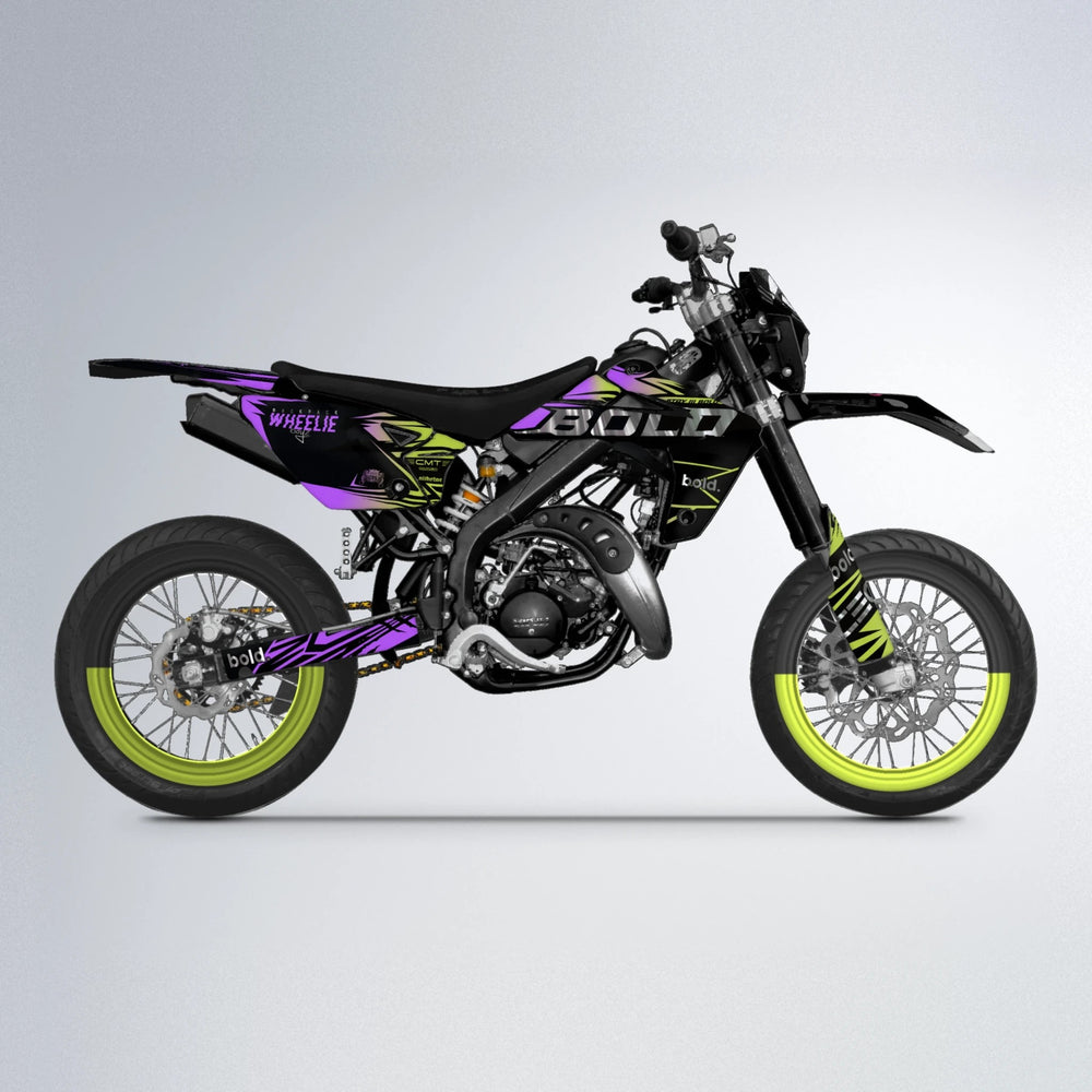 SEBBE ROSEN Rieju MRT supermoto graphics kit in Purple & Yellow