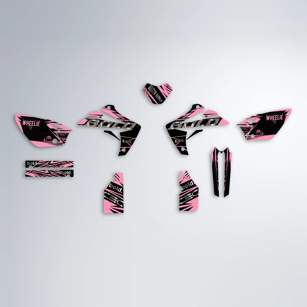 SEBBE ROSEN Rieju MRT graphics kit parts layout in Sakura Pink