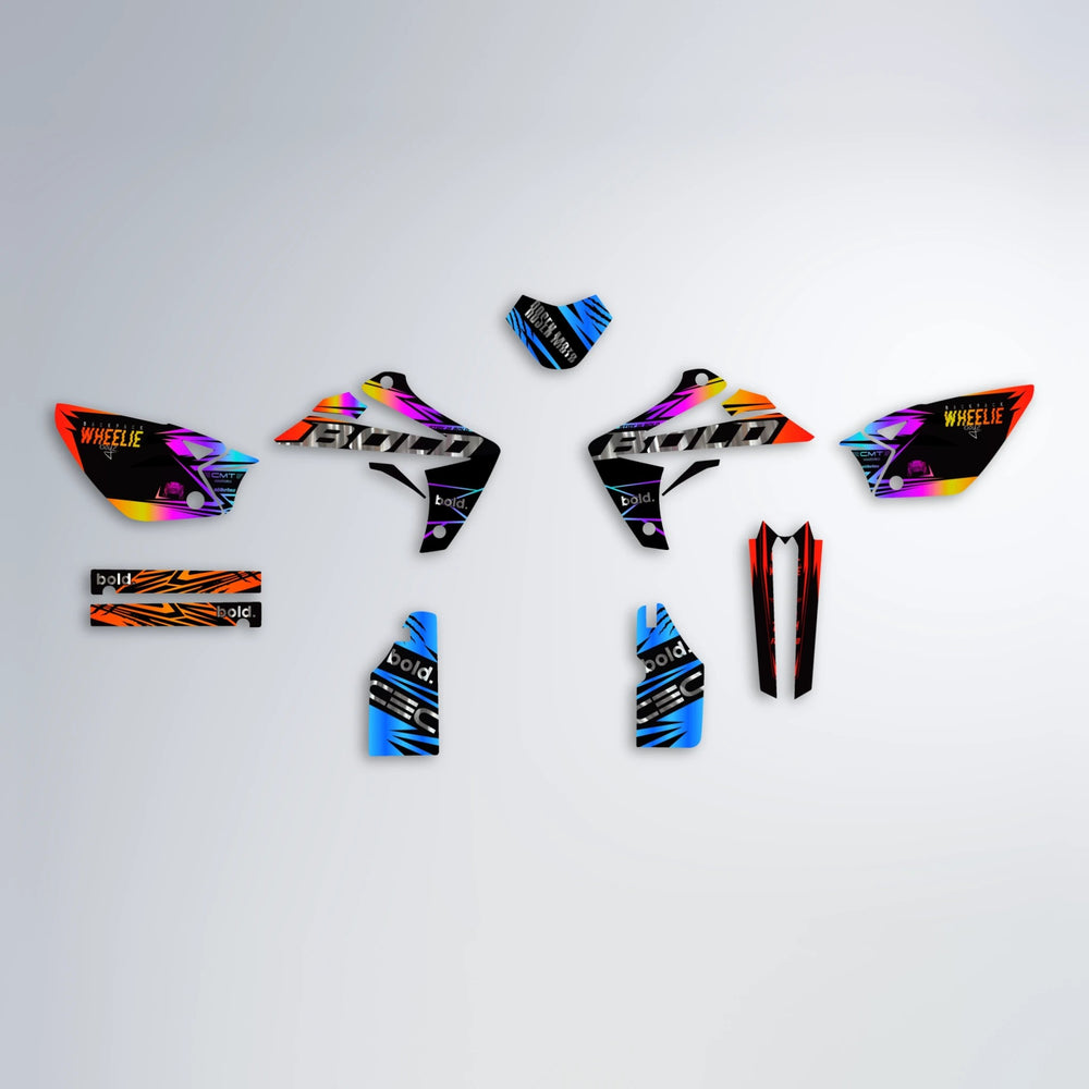 SEBBE ROSEN Rieju MRT graphics kit parts layout in Sunset Fade
