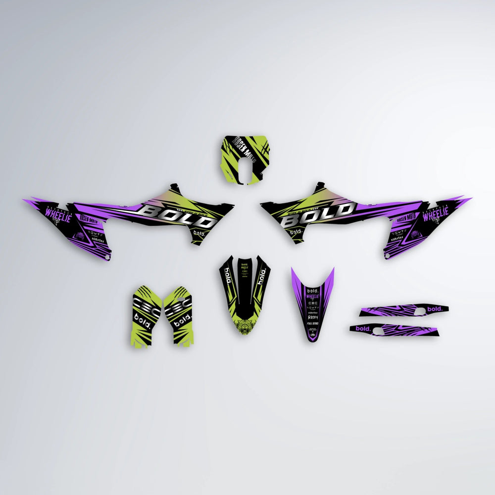 SEBBE ROSEN Stark Varg SM graphics kit parts layout in Purple & Yellow