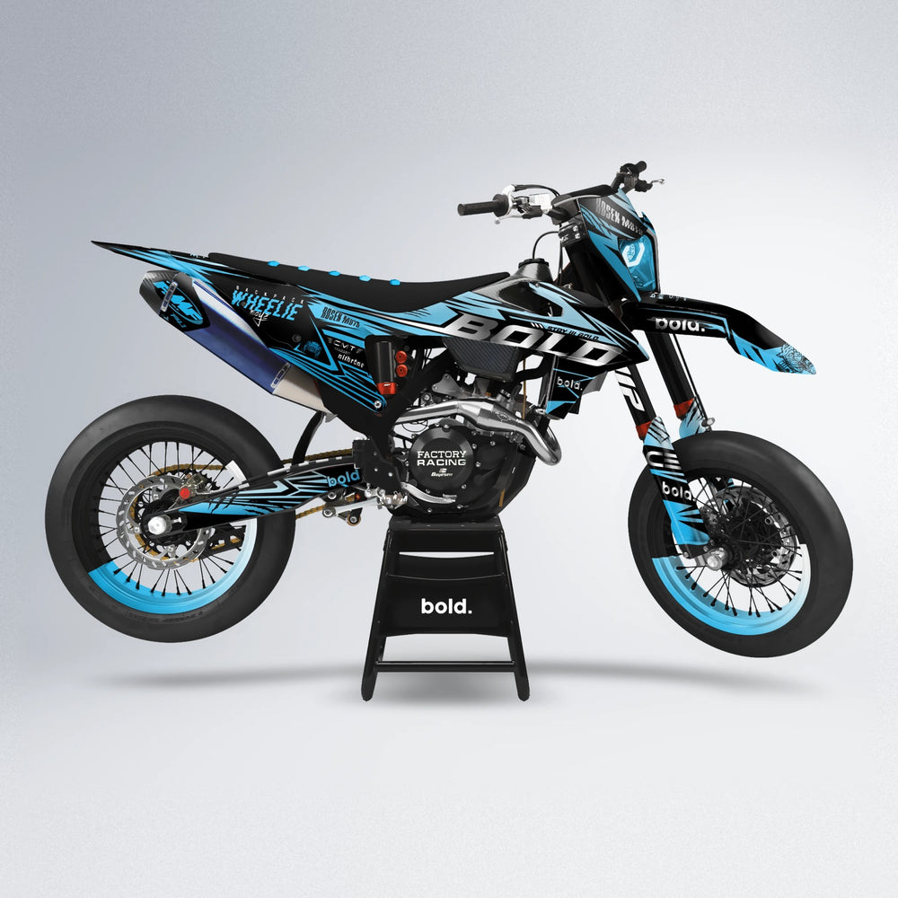 SEBBE ROSEN supermoto graphics kit in Light Blue & White