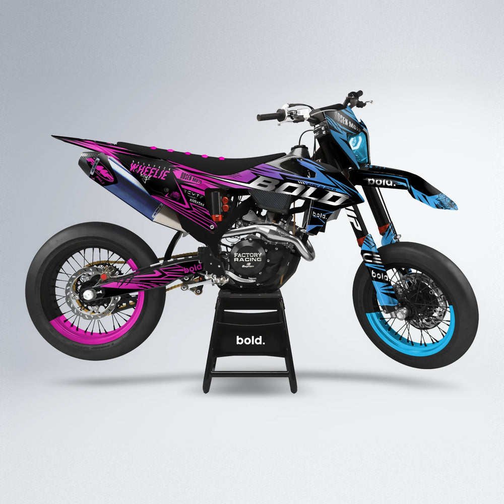SEBBE ROSEN supermoto graphics kit in Pink & Light Blue