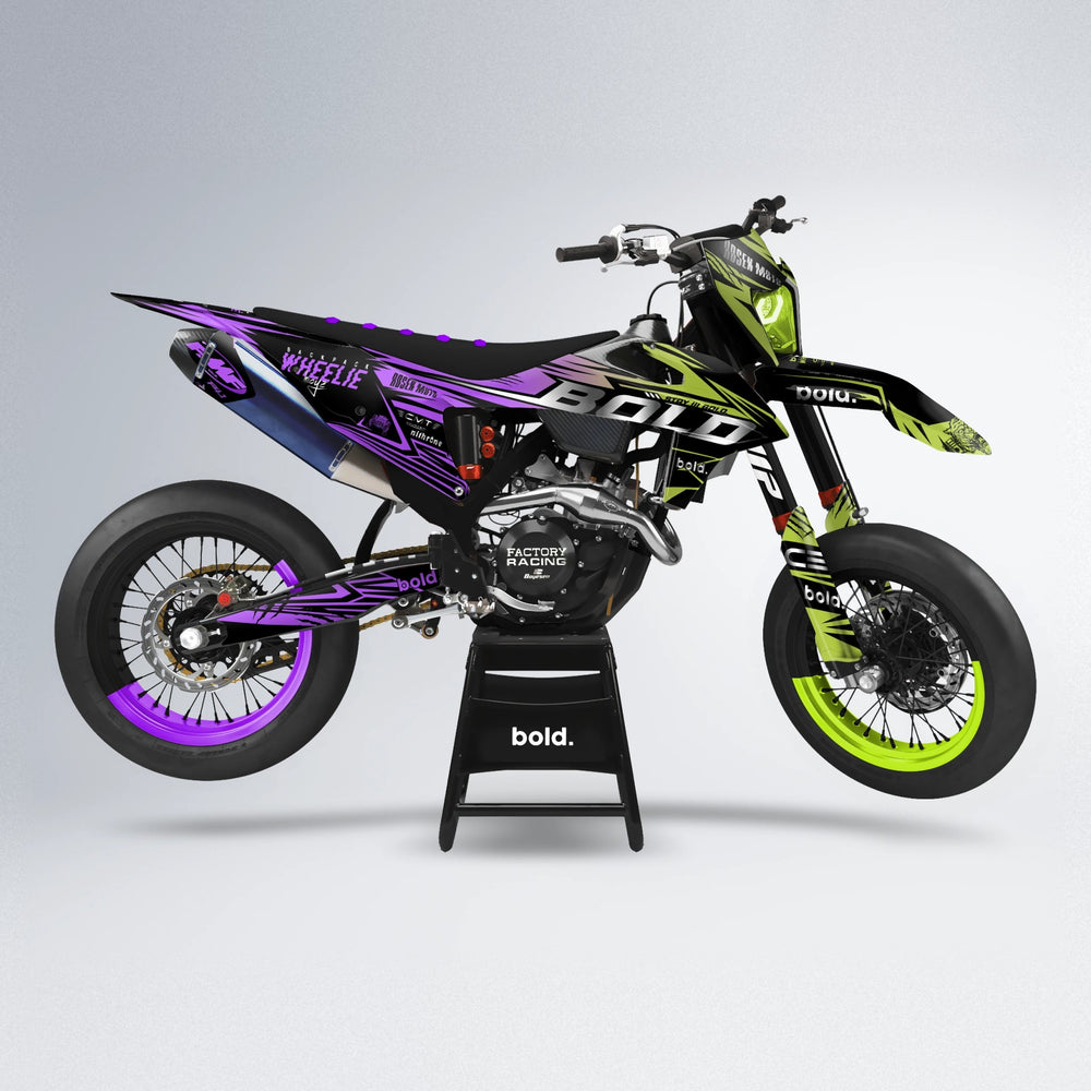 SEBBE ROSEN supermoto graphics kit in Purple & Yellow