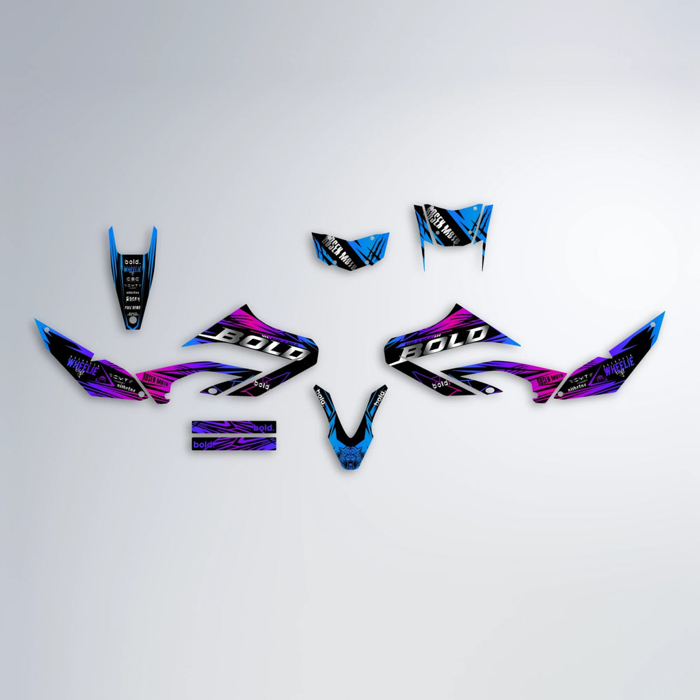SEBBE ROSEN Yamaha WR 125X graphics kit parts layout in Blue Purple Fade